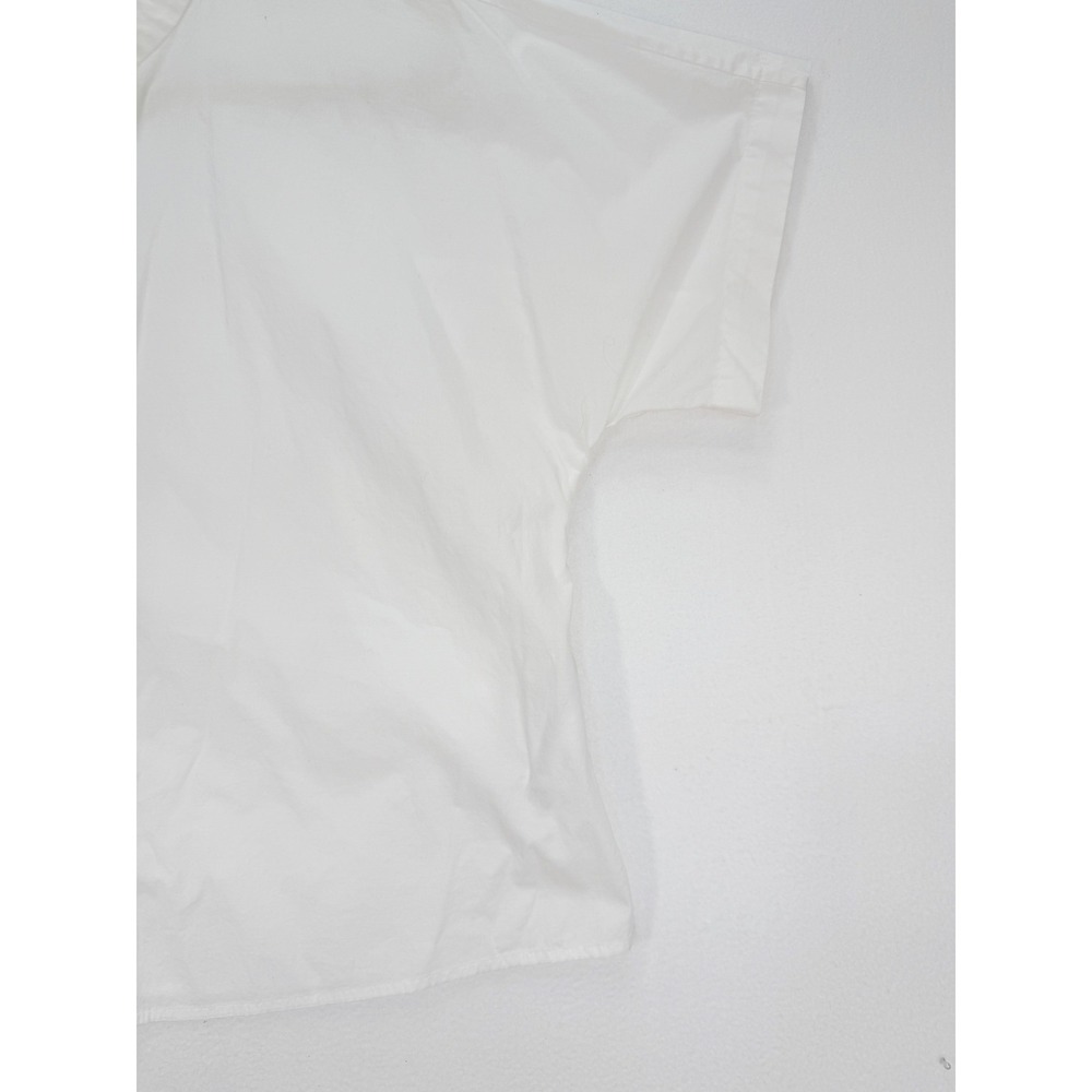 Eileen Fisher Mandarin Collar Shirt Organic Cotton Boxy Button White Size Medium - Picture 10 of 11